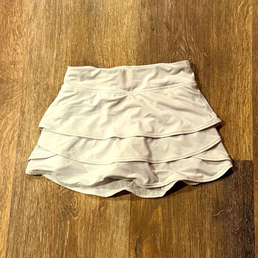 Athleta Girl White Athletic Skort Size S Tennis/Golf Stretch Pull-On Poly/Sp